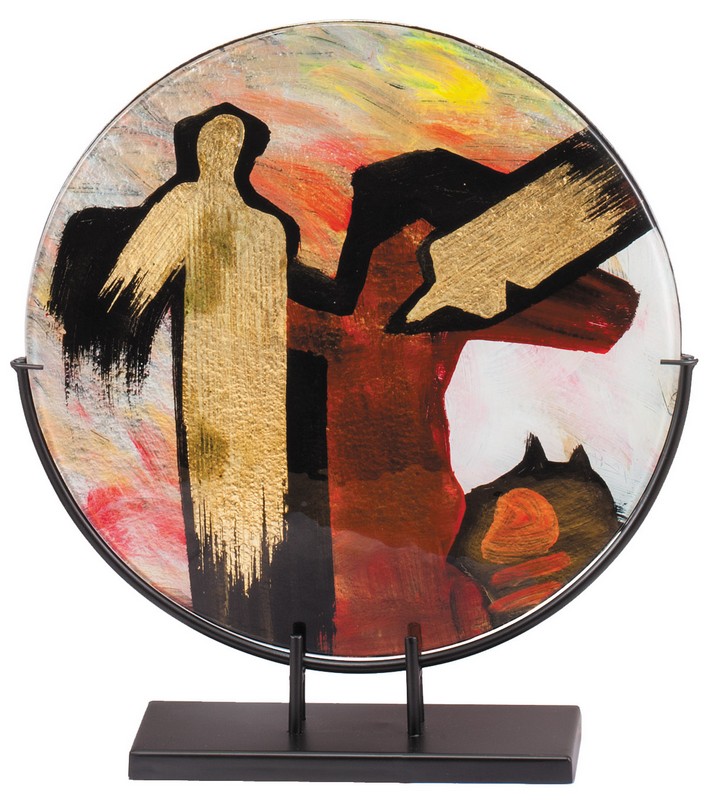 15" ROUND PAINTED GLASS GOLD