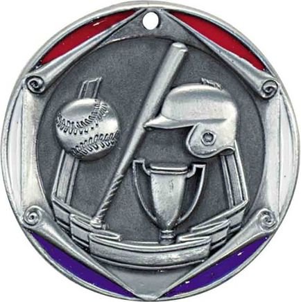 BASEBALL 2" MEDAL SILVER
