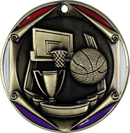 BASKETBALL 2" MEDAL GLD