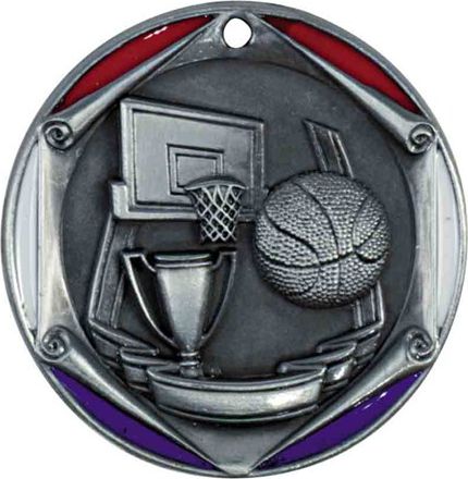BASKETBALL 2" MEDAL SLV