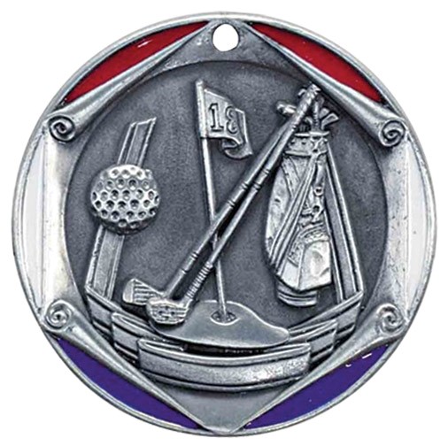 GOLF 2" MEDAL SILVER